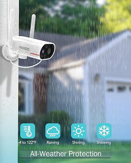 دوربین مدار بسته تحت شبکه وای فای متصل به گوشی ، خورشیدی، شارژی، ضد آب با کیفیت تصویر 2k , برند DEKCO DC8l (بار آمازون)