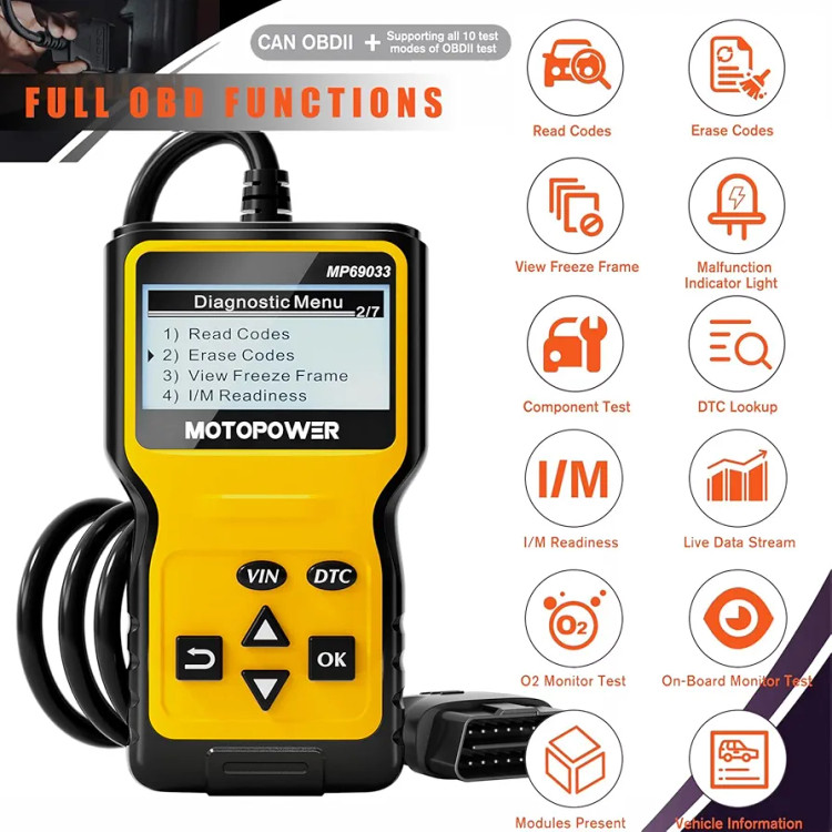 "دیاگ خودرو MOTOPOWER MP69033 - برای دیدن سایر دیاگ ها سایت را ببینید "(سازگار با خودرو ایرانی و خارجی زبان دستگاه انگلیسی)
