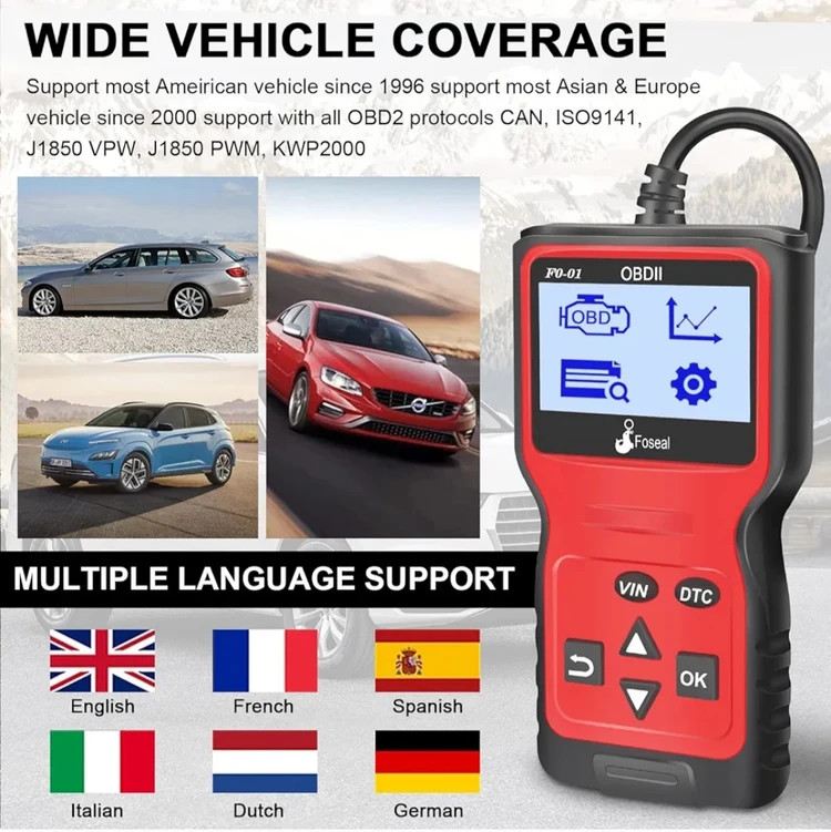 دیاگ خودرو OBD2 برند Foseal (جزو بهترین دیاگ های ۲۰۲۳) (بار آمازون) با کیفیت و رضایت بسیار عالی مشتریان -برند اصلی جهانی