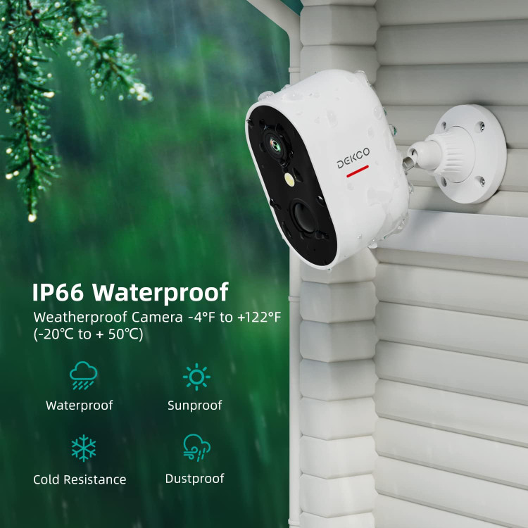 دوربین امنیتی DEKCO DC8l - ضد آب، WiFi دار، با باتری و تشخیص حرکت انسان"