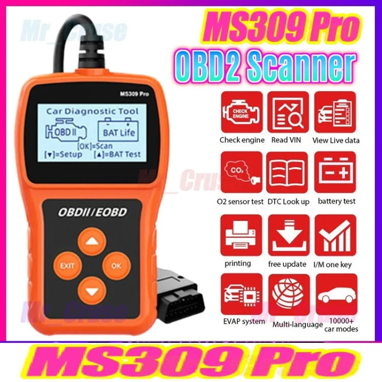 دستگاه دیاگ خودرو OB2 مدل MS309 PRO (بار آمازون) با کیفیت و رضایت بسیار عالی مشتریان -برند اصلی جهانی