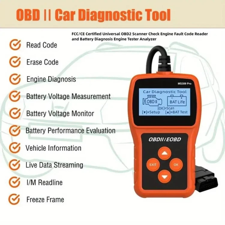 دستگاه دیاگ خودرو OB2 مدل MS309 PRO (بار آمازون) با کیفیت و رضایت بسیار عالی مشتریان -برند اصلی جهانی