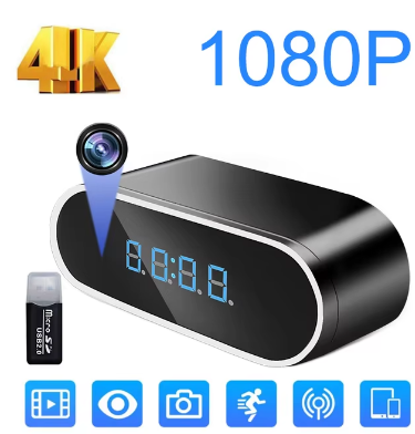 دوربین ساعتی مینی اچ دی 4k 1080p دوربین ساعت وای فای بی سیم دوربین میکرو کم مادون قرمز دوربین مداربسته زنگ هشدار در شب دوربین مداربسته دوربین مداربسته
