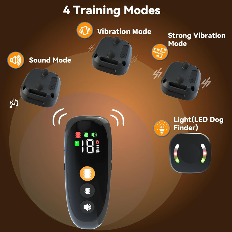 قلاده آموزشی سگ ریموت دار قابل شارژ، 4 حالت آموزشی LED نور/صدا/لرزش/لرزش قوی، IP67 ضد آب برند Beoankit