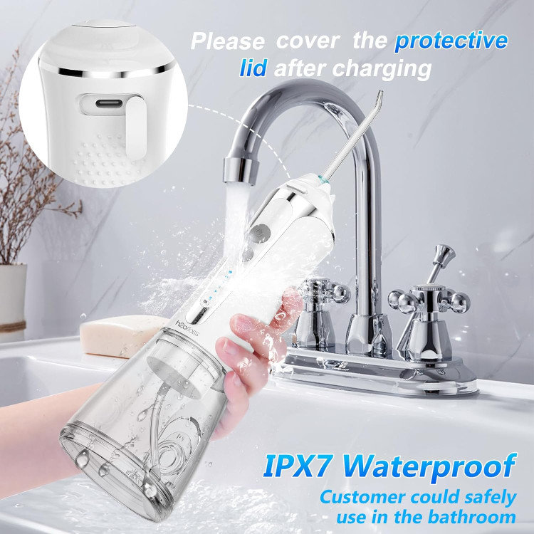 واترجت دندان برند H2ofloss بی سیم مدل HF-6 ، شستشوی دهان ضد آب IPX7 در 5 حالت، ن مخزن آب 300 میلی لیتری (سفید و مشگی) (بار آمازون) برند شناخته شده اورجینال و کیفیت عالی