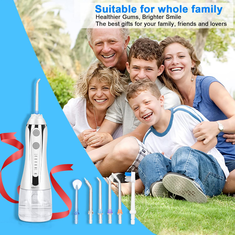 واترجت دندان برند H2ofloss بی سیم مدل HF-6 ، شستشوی دهان ضد آب IPX7 در 5 حالت، ن مخزن آب 300 میلی لیتری (سفید و مشگی) (بار آمازون) برند شناخته شده اورجینال و کیفیت عالی