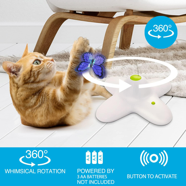 اسباببازی گربه تعاملی All For Paws، اسباببازی گربهای فعالشده با حرکت فعال برای گربههای داخل ساختمان، اسباببازیهای گربه باگ فلاتر، اسباببازیهای گربه چرخان فلاتر با ۲ جایگزین