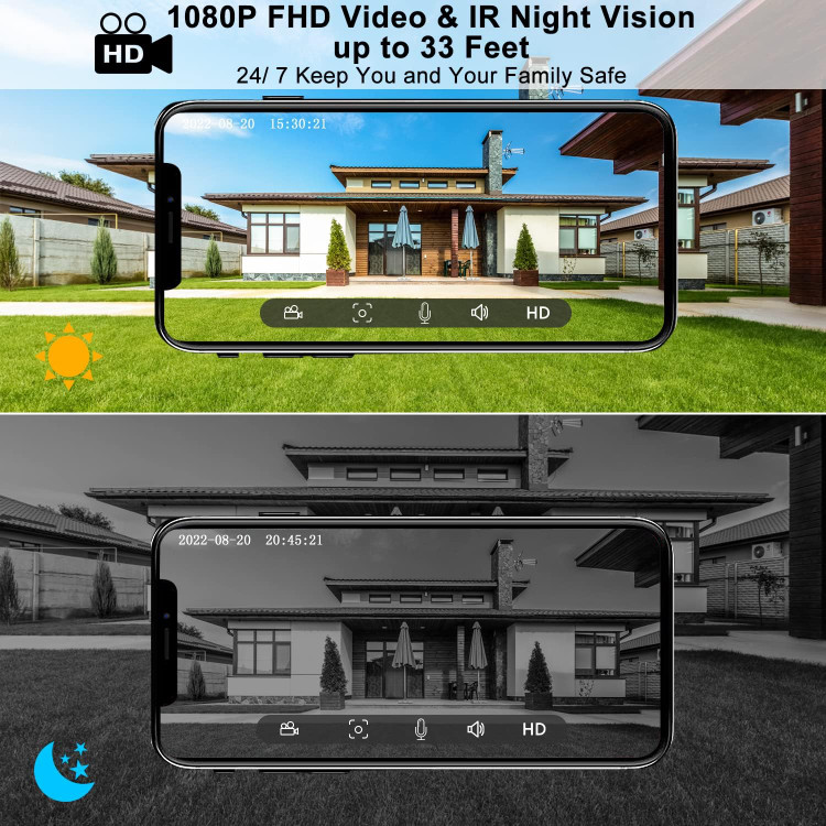 دوربین ویدیویی زنگ در، زنگ درب بیسیم 1080P، زاویه باز 166 درجه، تشخیص حرکت PIR، ضد آب IP66، صدای دو طرفه، دید در شب، وایفای 2.4G، باتری، ذخیرهسازی ابری و کارت TF، GEREE (زنگ در)