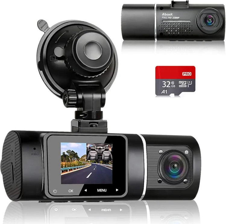 دوربین ثبت وقایع داش کم دو لنز 1080 دید در شب Abask مدل J05