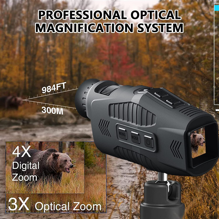 دوربین شکاری ( دید در شب ) NIGHT VISION زوم دیجیتال 5x پشتیبانی از کارت حافظه ( میکرو SD با قابلیت تصویر برداری و عکس برداری کیفیت 2k(بار آمازون) دارای لیزر راهنما