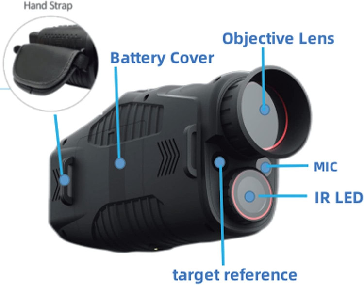 دوربین شکاری ( دید در شب ) NIGHT VISION زوم دیجیتال 5x پشتیبانی از کارت حافظه ( میکرو SD با قابلیت تصویر برداری و عکس برداری کیفیت 2k(بار آمازون) دارای لیزر راهنما