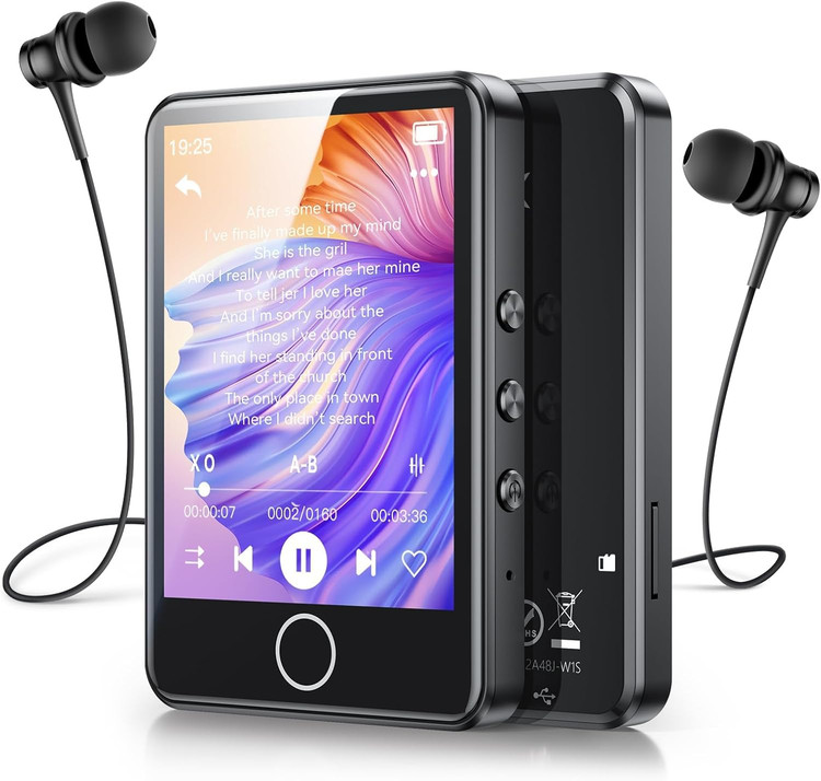 پخش کننده MP3 و MP4 (صوتی و تصویری) مدل MAGPTEK با بلوتوث 5.3، پخش کننده موسیقی M1PL قابل حمل با صفحه نمایش کامل لمسی، بلندگو داخلی HD، پشتیبانی از حداکثر 128 گیگابایت