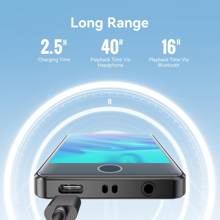 پخش کننده MP3 و MP4 (صوتی و تصویری) مدل MAGPTEK با بلوتوث 5.3، پخش کننده موسیقی M1PL قابل حمل با صفحه نمایش کامل لمسی، بلندگو داخلی HD، پشتیبانی از حداکثر 128 گیگابایت