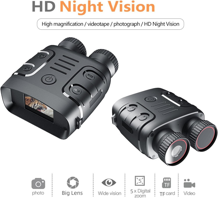 دوربین شکاری دوچشمی ( دید در شب ) NIGHT VISION زوم دیجیتال 10x پشتیبانی از کارت حافظه ( میکرو SD با قابلیت تصویر برداری و عکس برداری کیفیت 2.5k مدل R18(بار آمازون)برای دیدن فیلم تست دوربین لطفا در واتس اپ پیام بدید