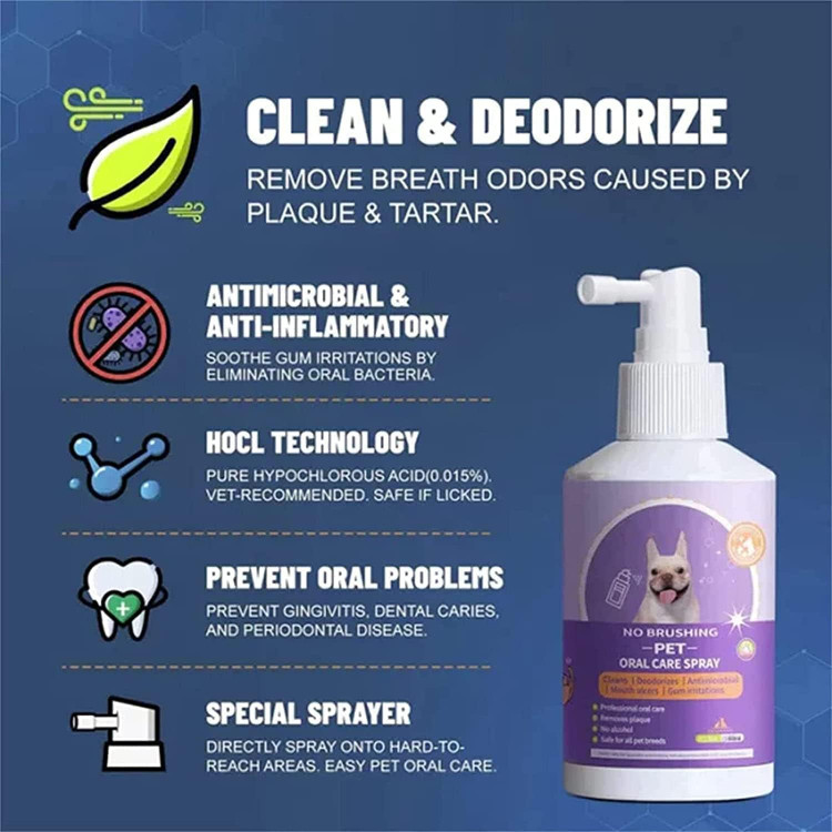 اسپری تمیز کننده دندان DUHANXI PetClean برای سگ و گربه، مسواک زدن اسپرینو برای مراقبت از دهان حیوانات خانگی، اسپری تمیز کردن دندان حیوانات خانگی، خوشبو کننده نفس گربه سگ، درمان بوی بد حیوانات خانگی (1 عدد)- تهران فوری