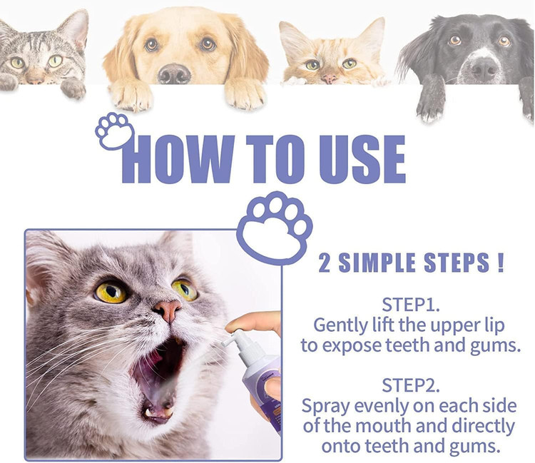 اسپری تمیز کننده دندان DUHANXI PetClean برای سگ و گربه، مسواک زدن اسپرینو برای مراقبت از دهان حیوانات خانگی، اسپری تمیز کردن دندان حیوانات خانگی، خوشبو کننده نفس گربه سگ، درمان بوی بد حیوانات خانگی (1 عدد)- تهران فوری