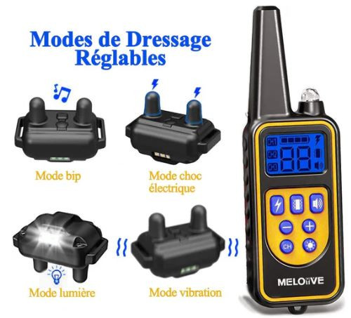 قلاده آموزشی سگ ریموت دار، برد کنترل دستی 400 متر با دو قلاده - سطح ضد آب IP67 (MR001)