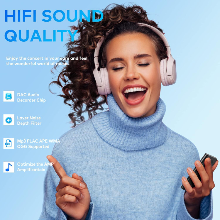 پخش کننده MP3 ۶۴ گیگابایتی، پخش کننده موسیقی ZOOAOXO با بلوتوث 5.2، بلندگوی داخلی HD، حافظه رم تا ۶۴ گیگ، گوشی همراه- تهران فوری