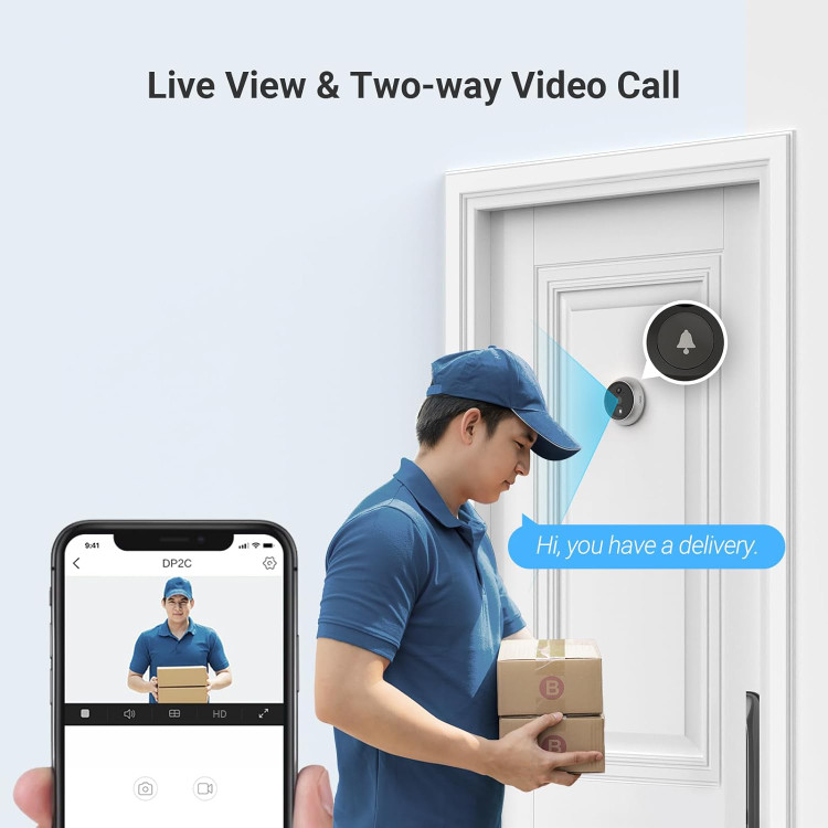 دوربین چشمی بیننده درب ویدیویی EZVIZ DP2C 1080p با صفحه نمایش رنگی 4.3 اینچی، زنگ داخلی، باتری قابل شارژ، مشاهده برنامه، صدای دو طرفه، تشخیص حرکت PIR، محفظه فلزی، Cloud/SD