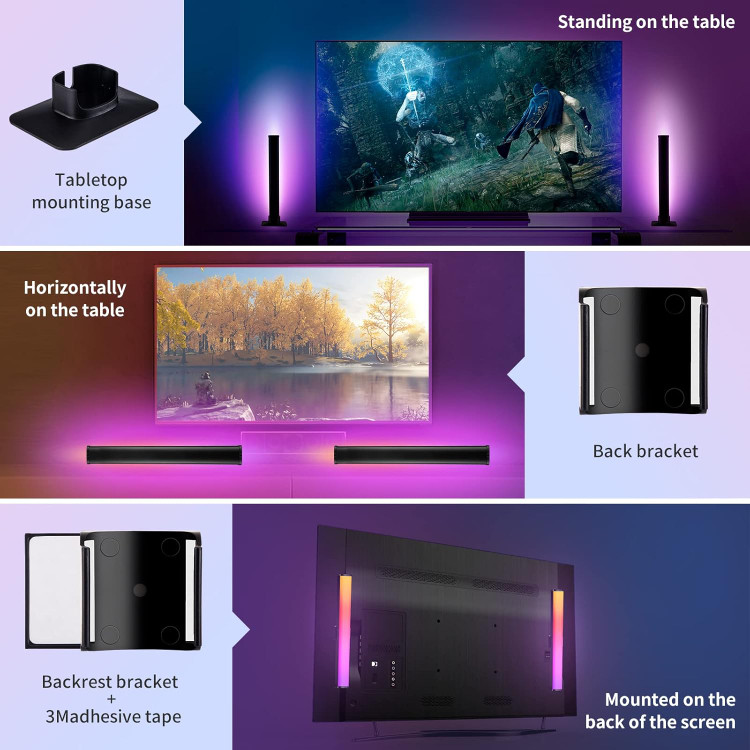چراغ LED هوشمند RGB LED با کنترل از راه دور و لامپ بازی کنترل برنامه لامپ های LED نور اتمسفر RGB با 210 حالت پویا و حالت همگام سازی موسیقی