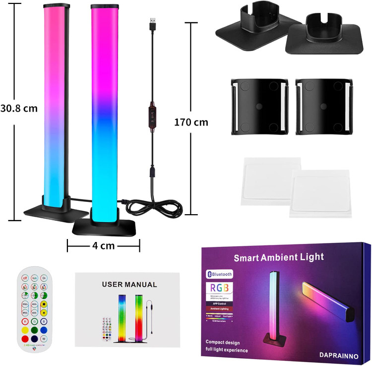 چراغ LED هوشمند RGB LED با کنترل از راه دور و لامپ بازی کنترل برنامه لامپ های LED نور اتمسفر RGB با 210 حالت پویا و حالت همگام سازی موسیقی