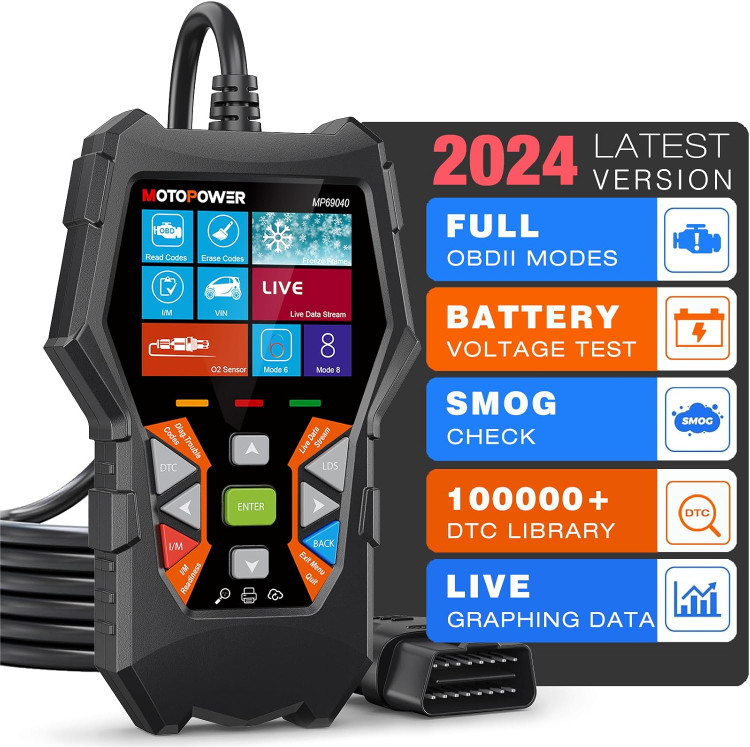 دیاگ برندMOTOPOWER MP69040 Car OBD2 اسکنر بررسی خطای موتور کد خوان ابزار اسکن تشخیصی،