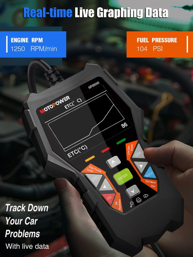 دیاگ برندMOTOPOWER MP69040 Car OBD2 اسکنر بررسی خطای موتور کد خوان ابزار اسکن تشخیصی،