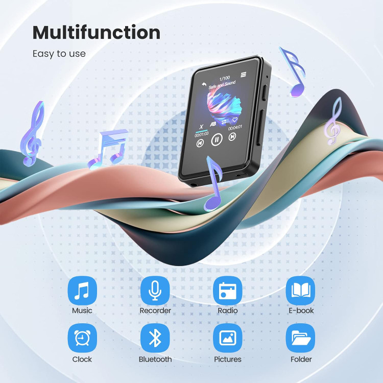 • "پخش کننده MP3 تمام صفحه 2.4 اینچی - بلوتوث 5.2، حافظه128G ، کتاب الکترونیکی و ضبط کننده صدا"