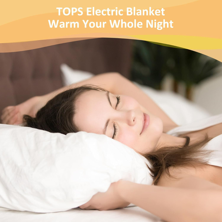 "تشک برقی TOPS - گرمکننده تختخواب 150x80 سانتیمتر، 3 سطح دما، تایمر و محافظ گرمای بیش از حد"