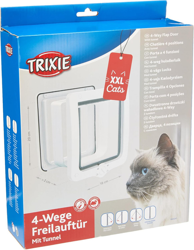 در ورود خروج گربه و سگ بزرگ، فلپ گربه وسگ دو طرفه Trixie، سفید رنگ، با کیفیت عالی (ساخت آلمان)