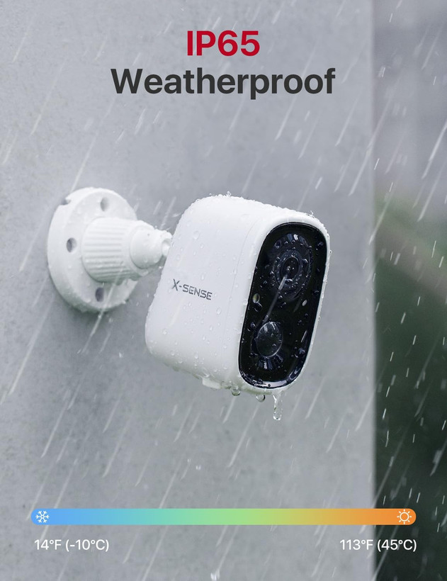 دوربین خورشیدی/باطری سنسور PIR بیسیم دوربین امنیتی X-Sense، دید در شب رنگی 1080p، صدای دو طرفه، IP65 ضد آب، کارت SD، فضای ذخیرهسازی ابری، Wi-Fi 2.4 گیگاهرتز