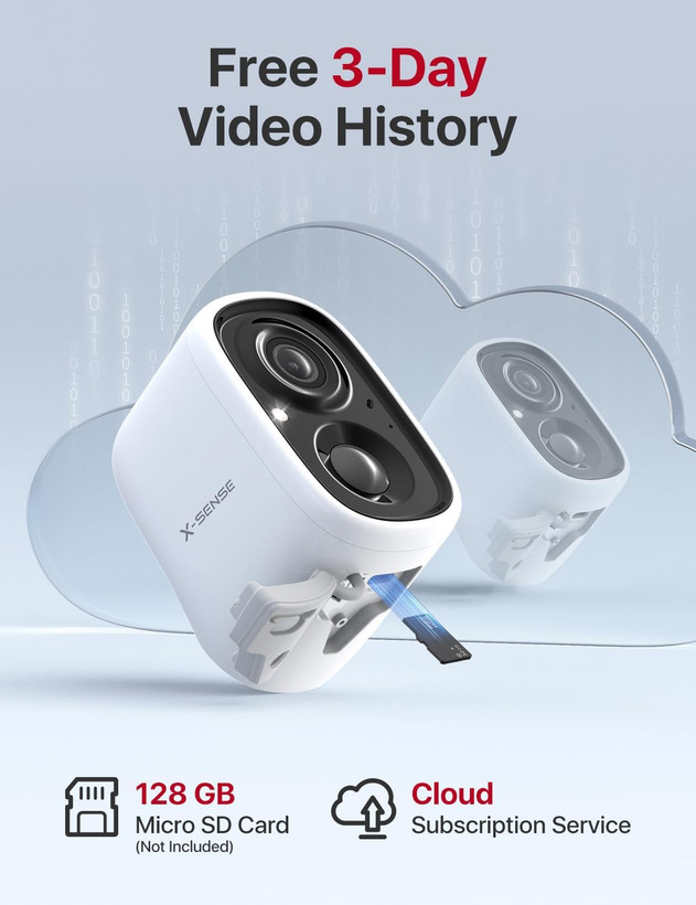 دوربین خورشیدی/باطری سنسور PIR بیسیم دوربین امنیتی X-Sense، دید در شب رنگی 1080p، صدای دو طرفه، IP65 ضد آب، کارت SD، فضای ذخیرهسازی ابری، Wi-Fi 2.4 گیگاهرتز