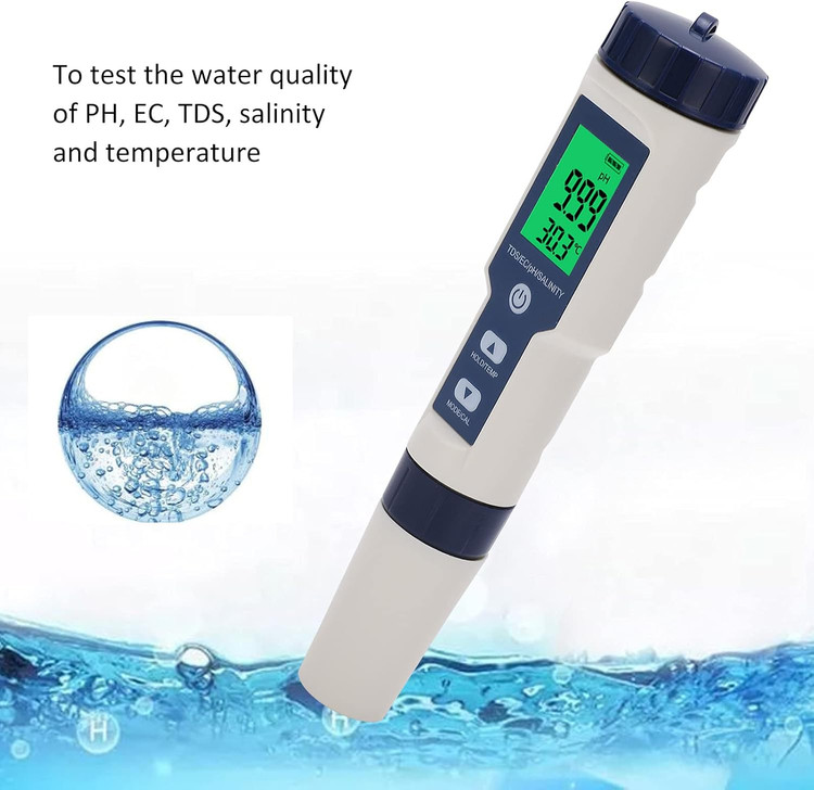 PH متر (تستر ) 5 کاره مایعات PH/TDS/EC/SALT/Temp- EZ-9909SP