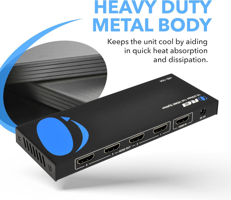 OREI HD-104 1x4 4 Ports Splitter Powered HDMI برای Full HD 1080P ( از به روز ترین و پرفروش ترین اسپلیترهای سایت آمازون)