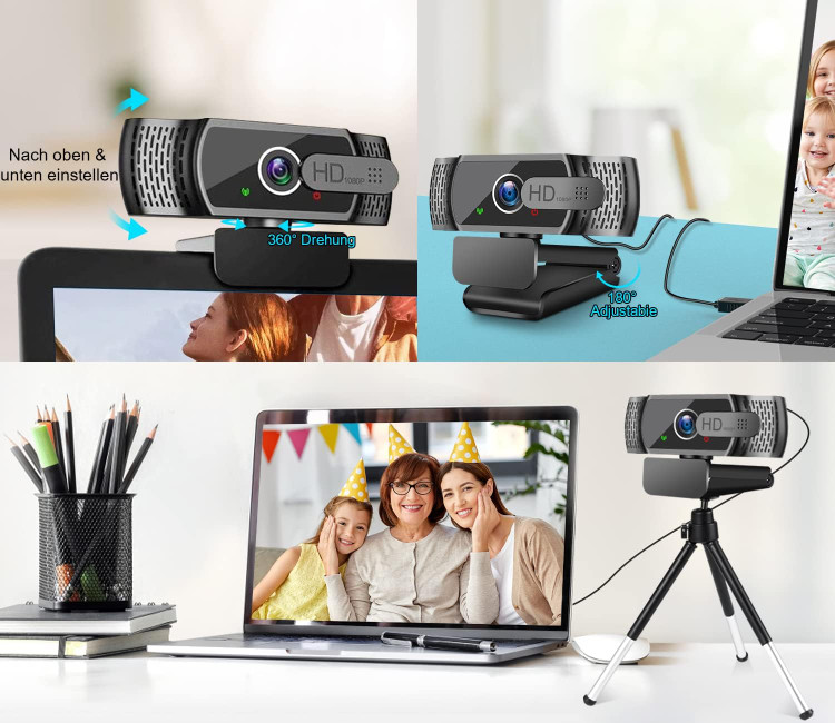 وبکم Neefeaer Full HD1080P با میکروفون، تصحیح نور خودکار، وبکم رایانه شخصی USB با پوشش، زاویه باز ۱۱۰ درجه، دوربین رایانه شخصی برای رایانه شخصی، لپتاپ، رایانه، لینوکس، مک