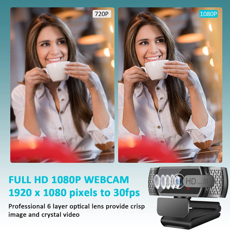 وبکم Neefeaer Full HD1080P با میکروفون، تصحیح نور خودکار، وبکم رایانه شخصی USB با پوشش، زاویه باز ۱۱۰ درجه، دوربین رایانه شخصی برای رایانه شخصی، لپتاپ، رایانه، لینوکس، مک