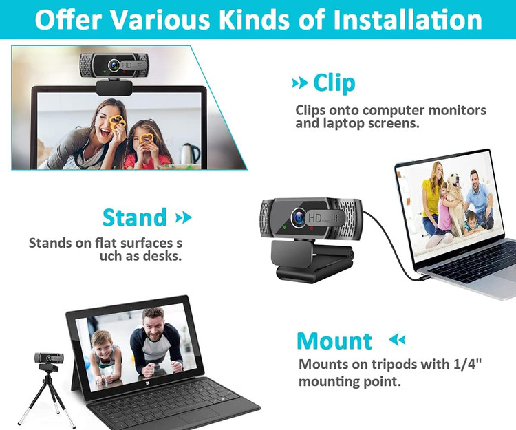 وبکم Neefeaer Full HD1080P با میکروفون، تصحیح نور خودکار، وبکم رایانه شخصی USB با پوشش، زاویه باز ۱۱۰ درجه، دوربین رایانه شخصی برای رایانه شخصی، لپتاپ، رایانه، لینوکس، مک