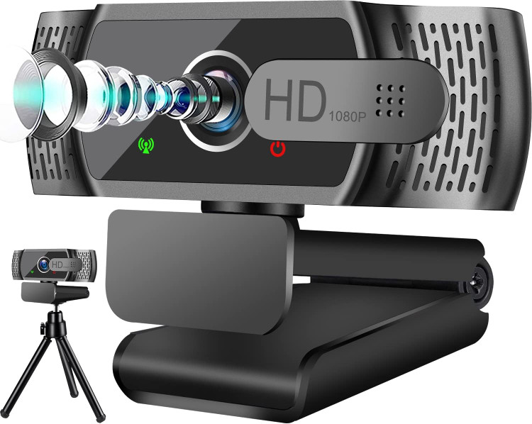 وبکم Neefeaer Full HD1080P با میکروفون، تصحیح نور خودکار، وبکم رایانه شخصی USB با پوشش، زاویه باز ۱۱۰ درجه، دوربین رایانه شخصی برای رایانه شخصی، لپتاپ، رایانه، لینوکس، مک