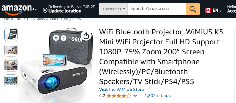 ویدیو پروژکتور برند WiMiUS مدل K5,،قابل اتصال با وای فای به موبایل،قابل اتصال به USB و HDMI