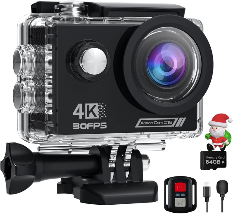 دوربین اکشن Camlance 4K 30FPS HD 20MP دوربین WiFi زیر آب 40M با کنترل از راه دور، دوربین زیر آب 170 درجه، 2 باتری و لوازم جانبی نصب