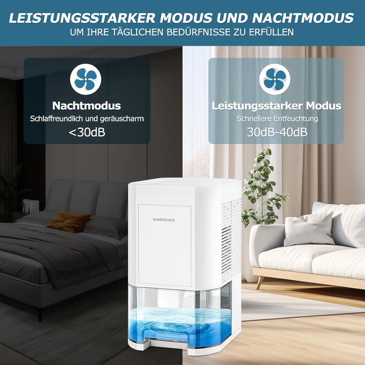 رطوبت گیر 1200 میلی لیتری BOOHENKA مدل MD307B رطوبت گیر اتاق برای خانه، زیرزمین، حمام، 22.5 وات