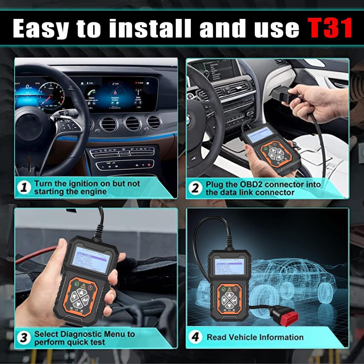 Fastsun T31 Car OBD2 دیاگ خطای کد خوان اسکنر CAN ابزار اسکن تشخیصی برای همه خودروهای پروتکل OBDII از سال 1996