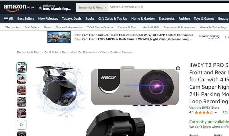 IIWEY T2 PRO، دوربین ثبت وقایع جلو و عقب، بغل سه کاناله، دوربین داش کم 1080P برای خودرو با 4 لامپ مادون قرمز، دوربین سه طرفه خودروی فوق العاده دید در شب، LCD 2.5 اینچی، مانیتور پارکینگ 24 ساعته، سنسور G، USB C، ضبط حلقه