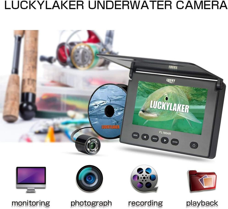 LUCKYLAKER مانیتور دوربین ماهیگیری قابل حمل زیر آب یخ ماهیگیری دوربین های زیر آب Fish DVR مشاهده ویدیو با وضوح بالا Fish Finder for Sea Ice Fishing - تهران فوری Kayak Boat