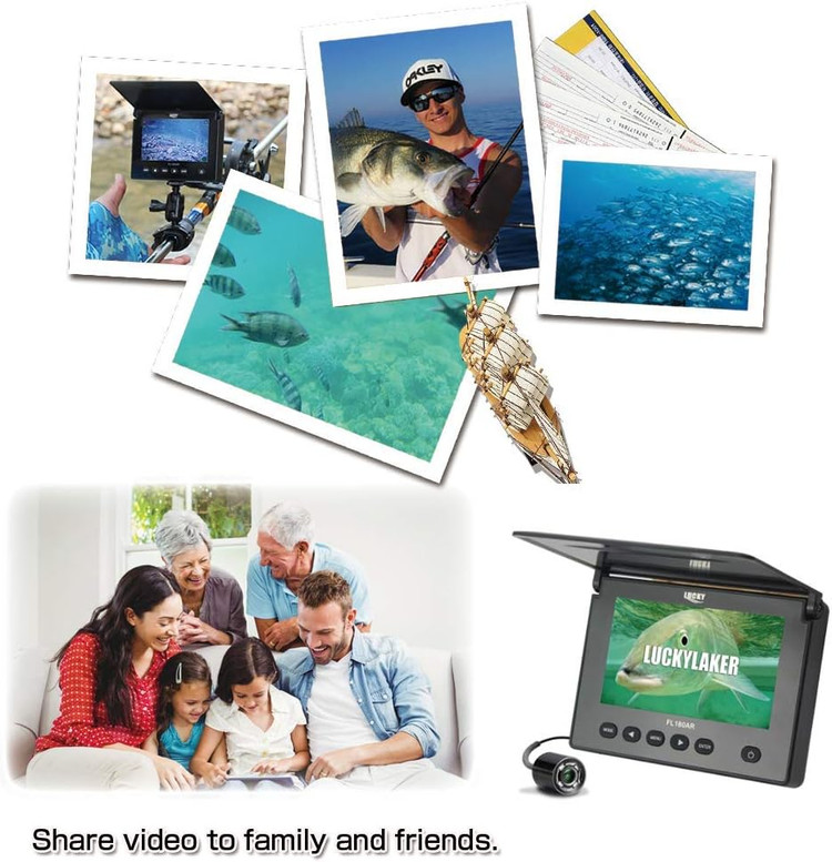 LUCKYLAKER مانیتور دوربین ماهیگیری قابل حمل زیر آب یخ ماهیگیری دوربین های زیر آب Fish DVR مشاهده ویدیو با وضوح بالا Fish Finder for Sea Ice Fishing - تهران فوری Kayak Boat