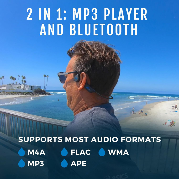 H2O audio TRI Multi-Sport برای شنا، ضد آب استخوانی هدفون گوش باز حافظه گیگابایت- بلوتوث برای دویدن/دوچرخه سواری، MP3 برای شنا، IPX8 ضد آب، ضد عرق - مشکی- تهران فوری
