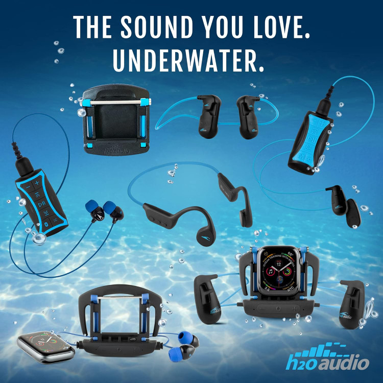 H2O audio TRI Multi-Sport برای شنا، ضد آب استخوانی هدفون گوش باز حافظه گیگابایت- بلوتوث برای دویدن/دوچرخه سواری، MP3 برای شنا، IPX8 ضد آب، ضد عرق - مشکی- تهران فوری