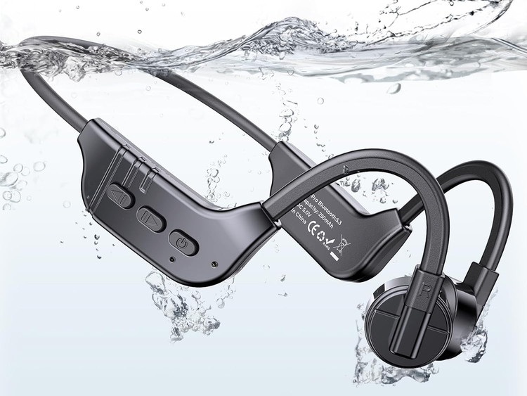هدفون رسانای استخوانی Fojep 3-in-1 برای شنا/ضد آب، هدفون بلوتوث گوش باز، هدفون بی سیم هدفون اسپرت با پخش کننده MP3 داخلی...