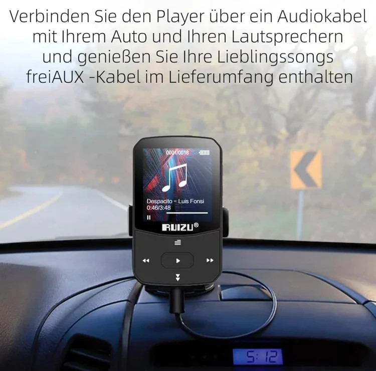 پخش کننده موزیک،mp3,mp4 پلیر کوچک گیره دار،با حافظه داخلی 8 گیگابایت و ساپورت 128 گیگابایت SdCard برند RUIZU مدل X52