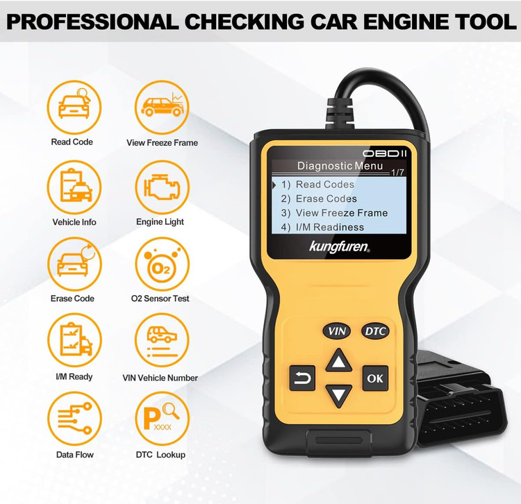 دیاگ حرفه ای خودرو برند Kungfuren مدل OBD2